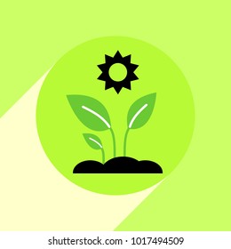 Growing sprout flat icon with long shadow. Vector graphic illustration.