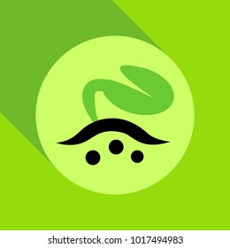 Growing sprout flat icon with long shadow. Vector graphic illustration.