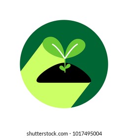 Growing sprout flat icon with long shadow. Vector graphic illustration.