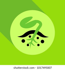 Growing sprout flat icon with long shadow. Vector graphic illustration.