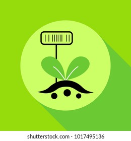 Growing sprout flat icon with long shadow. Vector graphic illustration.
