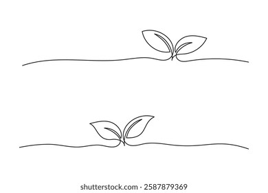 Growing Sprout One Continuous Line Art collection . Hand drawn vector Illustration