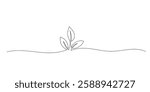 Growing Sprout One Line Art .Leaf continuous line art.Hand drawing vector Illustration