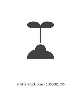Growing sprout vector icon. filled flat sign for mobile concept and web design. Plant in soil simple solid icon. Symbol, logo illustration. Pixel perfect vector graphics