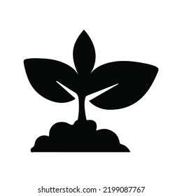 Growing sprouting plant sprouts icon | Black Vector illustration |