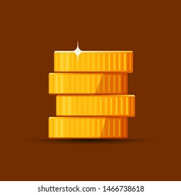 Growing stack of golden dollar coins background. Economics concept. Vector illustration