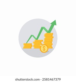 Growing stacks of coins with upward graph Vector