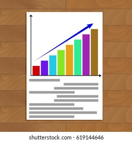Growing statistics chart. Finance information about economic growth, vector illustration