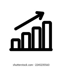 Growing stats icon line isolated on white background. Black flat thin icon on modern outline style. Linear symbol and editable stroke. Simple and pixel perfect stroke vector illustration.