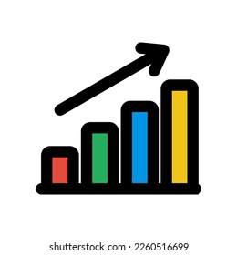 Growing stats icon line isolated on white background. Black flat thin icon on modern outline style. Linear symbol and editable stroke. Simple and pixel perfect stroke vector illustration.