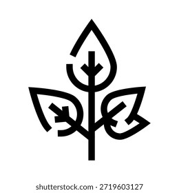 Cultivar tres plantas de hoja icono que representa el medio ambiente natural, productos orgánicos, energía renovable y el crecimiento sostenible con un diseño de línea minimalista moderno sobre un fondo blanco