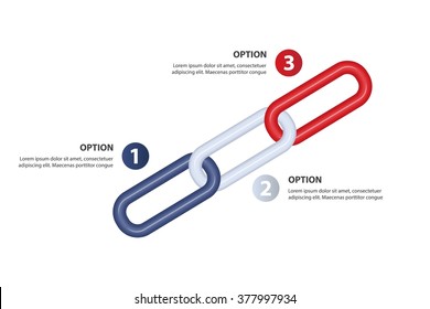 Growing Timeline / Value Chain Vector Infographic Template Consisting Of 3 Links