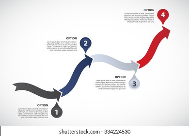 Growing Timeline - vector Infographic template, consisting of 4 arrows