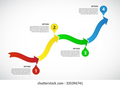 Growing Timeline - vector Infographic template, consisting of 4 bright arrows