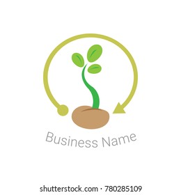 Growing tree and arrow logo. Company logo vector isolated on white background. Evergreen icon. Nature reserve icon. Recycle icon. eco icon.
