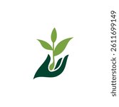 growing tree logo, hand plants grow, icon symbol