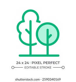 Growing trees duotone color ui icon. Wild forests and park cultivation. Nature areas protection. Reforestation. Isolated vector illustration. Web design user interface element, pixel perfect