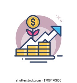 Growing vector illustration.  Startup and new business filled outline icon.