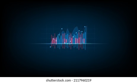 Creciendo stock de holograma virtual, invierta en operaciones. Gráfico de finanzas del gráfico de actividades, Planificación y estrategia, Mercado de valores, Crecimiento empresarial, progreso o éxito y concepto de finanzas. Ilustración vectorial.