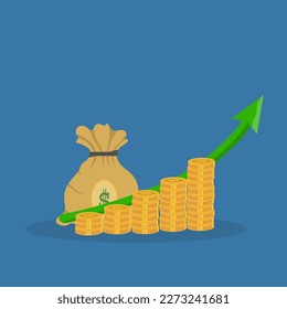 growing wealth or being rich from pension or mutual fund, stock market return, money or financial success concept.
