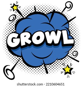 growl Comic bright template with speech bubbles on colorful frames