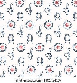 Growler Bottle, Cap and Beer Tap Icons Pattern. Retro Style Beer Background.