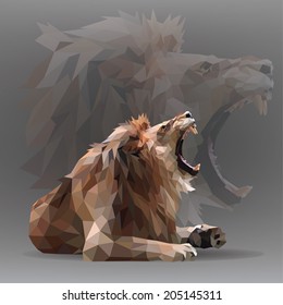 Growling lion in geometrical style. Vector illustration