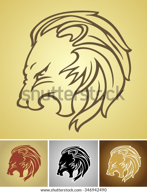 Growling Lion Head Stock Vector Royalty Free 346942490