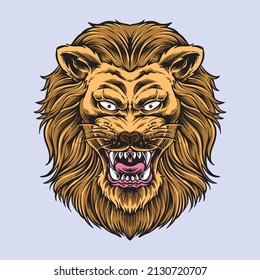 growling lion head vector logo