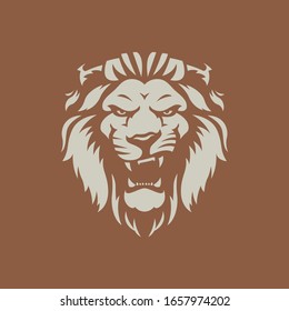 A growling lion with a mane for a logo