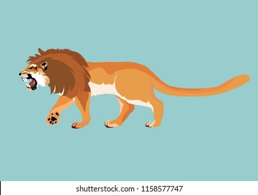 Growling Male Lion Vector Illustration Stock Vector (Royalty Free