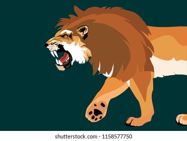 Growling Male Lion Vector Illustration Stock Vector (Royalty Free