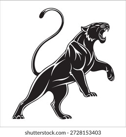 Growling panther black and white