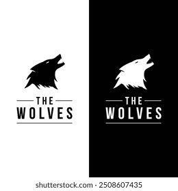 Growling wild animal wolf head silhouette logo design.