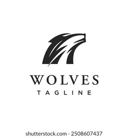 Growling wild animal wolf head silhouette logo design.