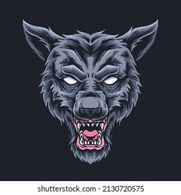 Growling Wolf Head Vector Logo