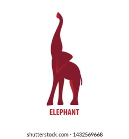 Grown Elephant silhouette logo. Flat illustration of red elephant isolated on white. Vector illustration.