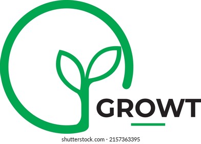 Growt Logo Green Leaves On White Stock Vector (Royalty Free) 2157363395 ...