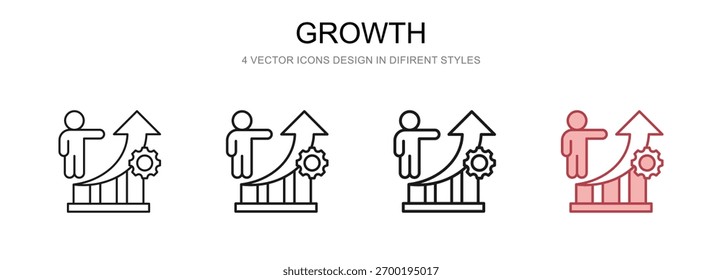 Crescimento em 4 estilos diferentes ilustração vetorial