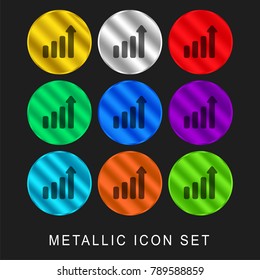 Growth 9 color metallic chromium icon or logo set including gold and silver