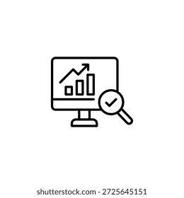 Growth Analysis Display With Magnifying Glass Vector Icon