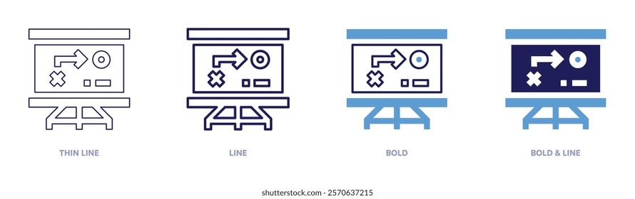 Growth analysis icon in 4 different styles. Thin Line, Line, Bold, and Bold Line. Duotone style. Editable stroke.