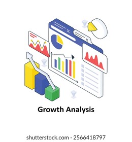 Growth Analysis isometric Colored illustration. EPS File stock illustration