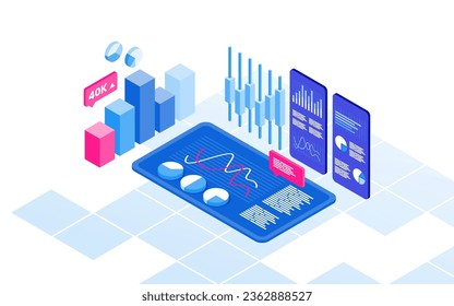 Growth analysis in isometric vector illustration