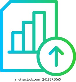 Growth analysis performance business icon with blue and green gradient outline style. business, analysis, growth, finance, financial, success, graph. Vector Illustration