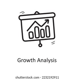 Growth Analysis vector outline Icon Design illustration. Business Symbol on White background EPS 10 File
