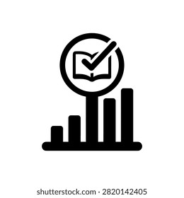 Growth analytics with book research Icon Isolated On White Background
