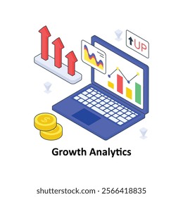 Growth Analytics isometric Colored illustration. EPS File stock illustration