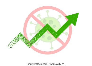 growth arrow after coronavirus stop background design