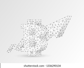 Growth arrow Bitcoin chart wireframe digital 3d illustration. Low poly business, success, data cash, finance concept. Lines, dots on white background. Vector polygonal origami cryptocurrency sign